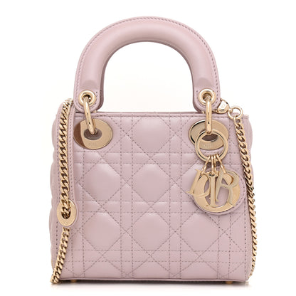 Christian Dior Metallic Lambskin Cannage Mini Lady Dior Lotus 1 of 21