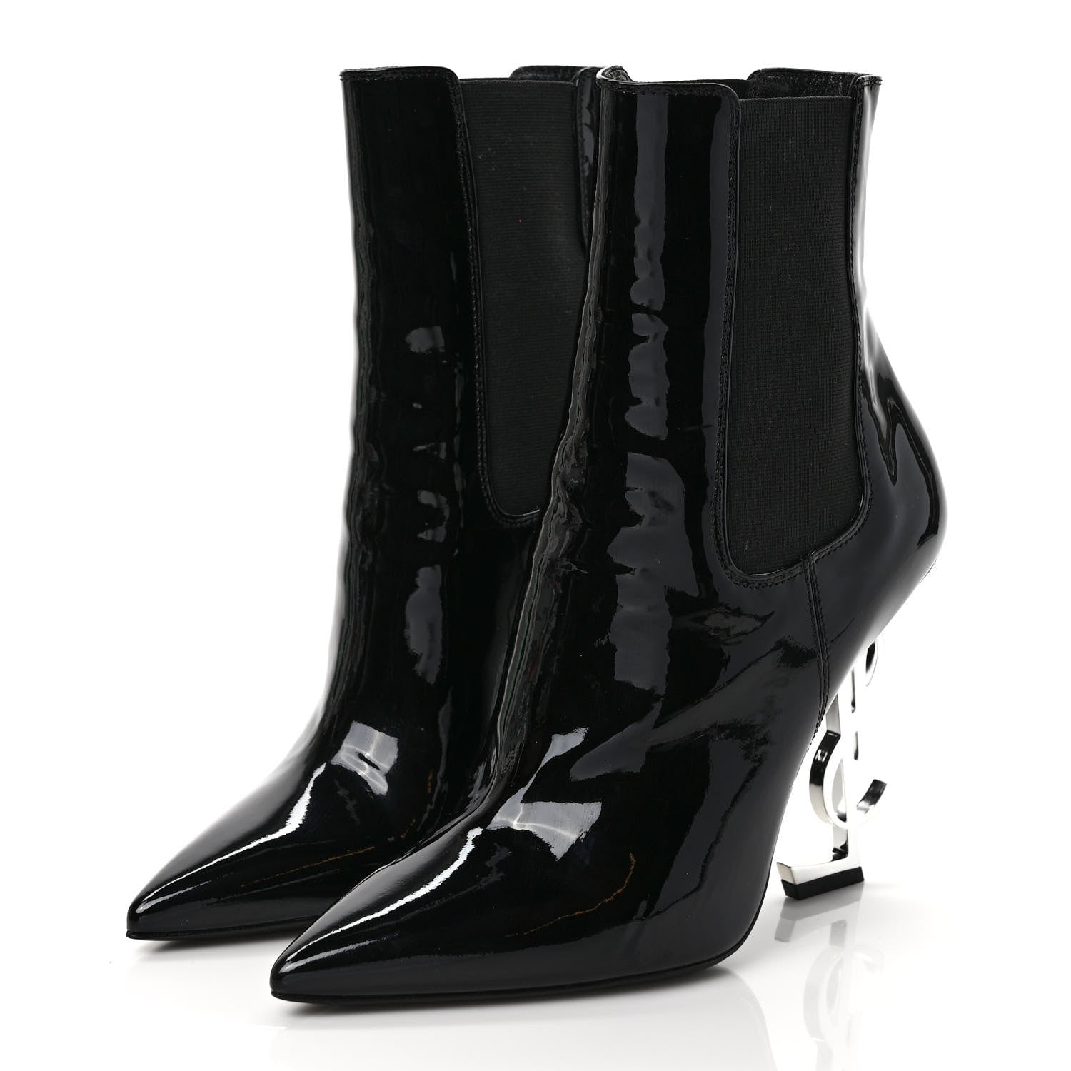 Saint Laurent Patent Opyum Booties 37 Black 3 of 8