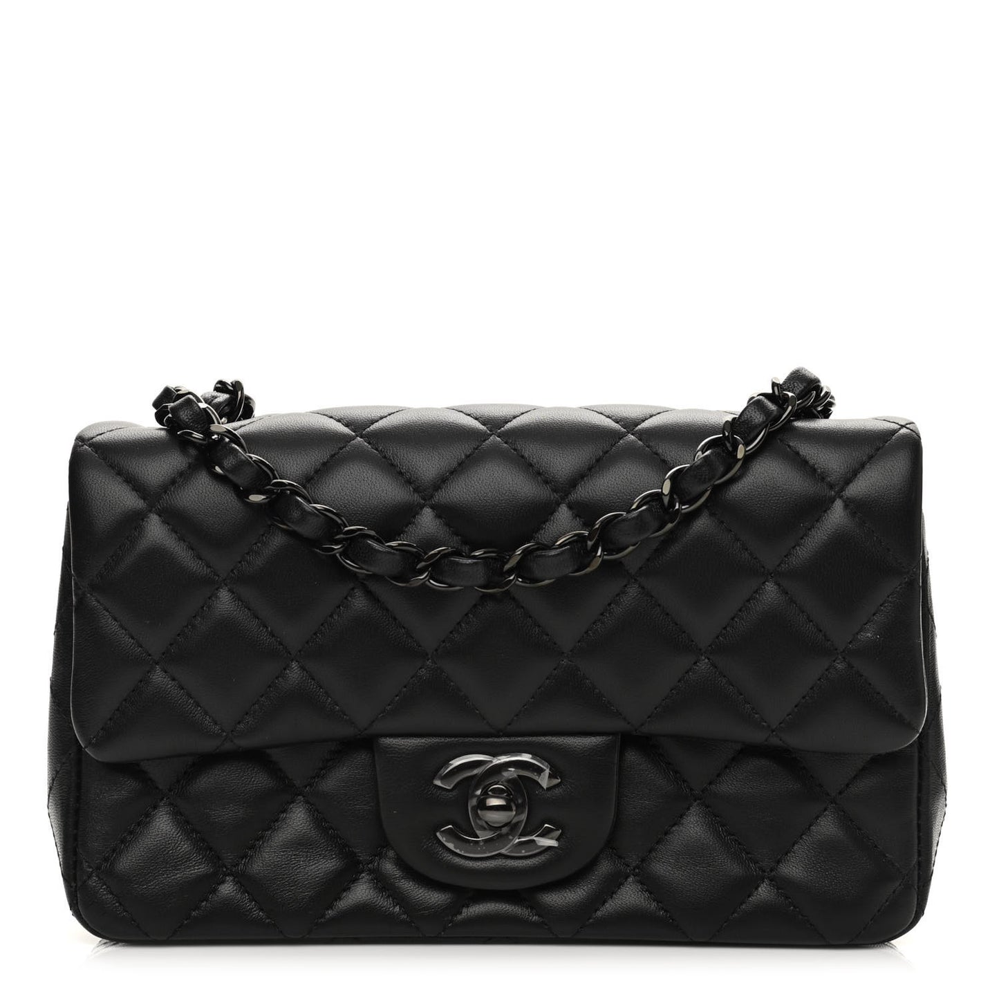Lambskin Quilted Mini Rectangular Flap So Black
