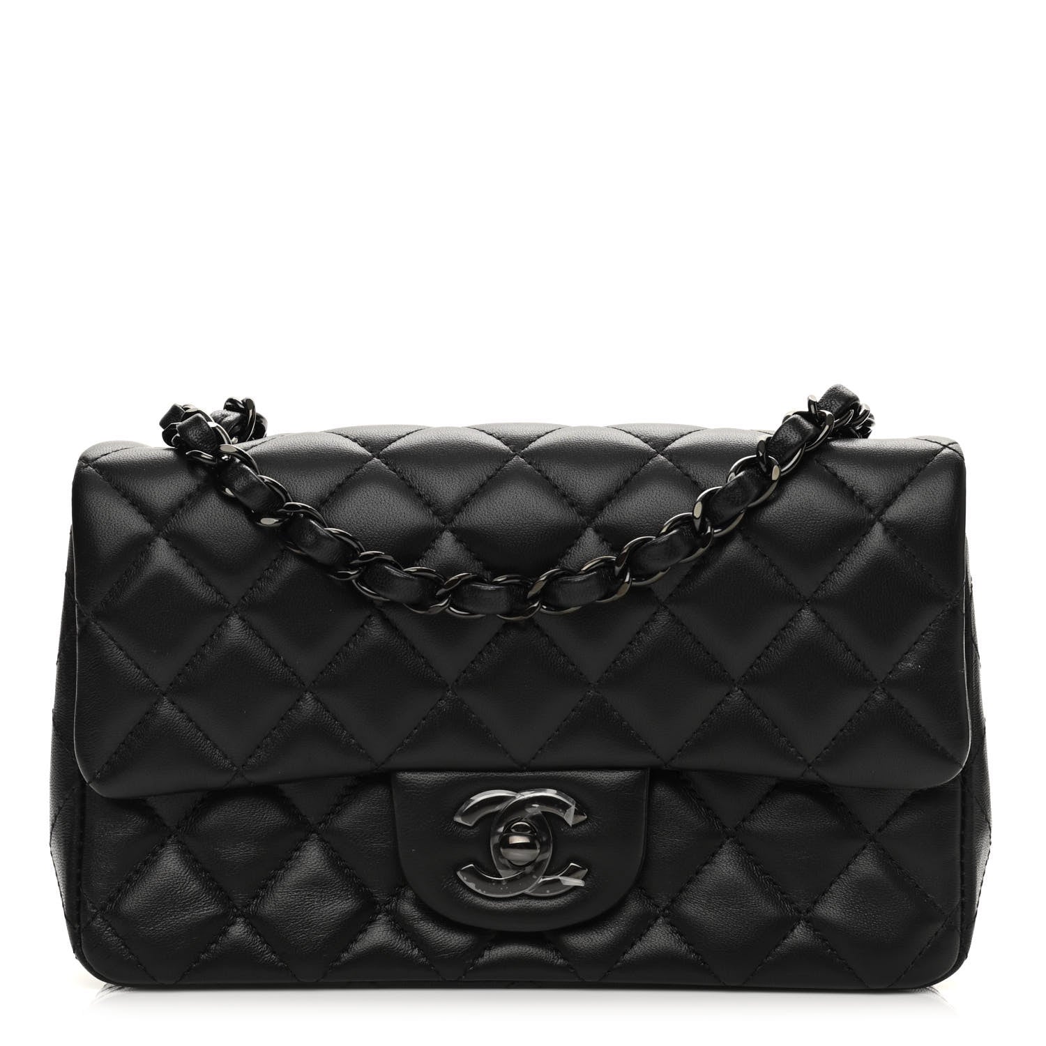 Chanel Lambskin Quilted Mini Rectangular Flap So Black 1 of 10
