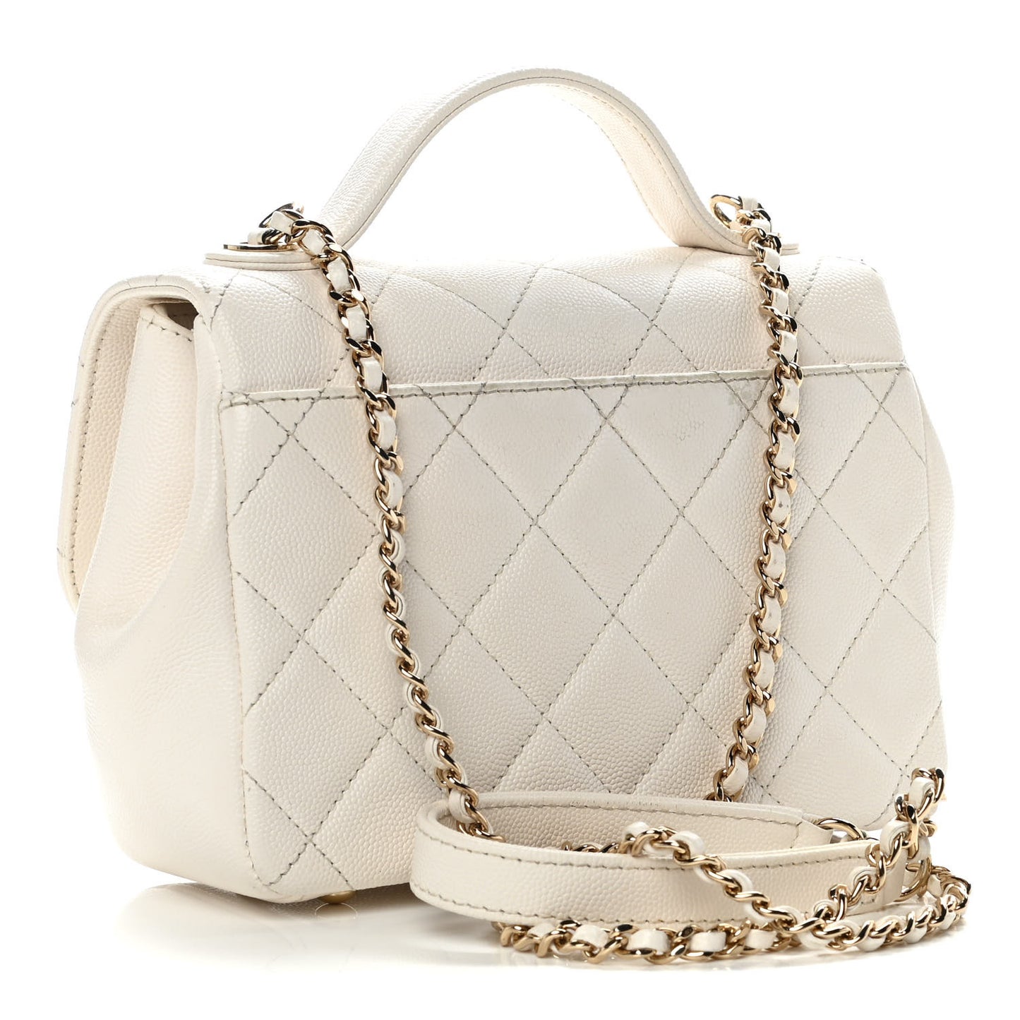 Caviar Quilted Small Business Affinity Flap Beige