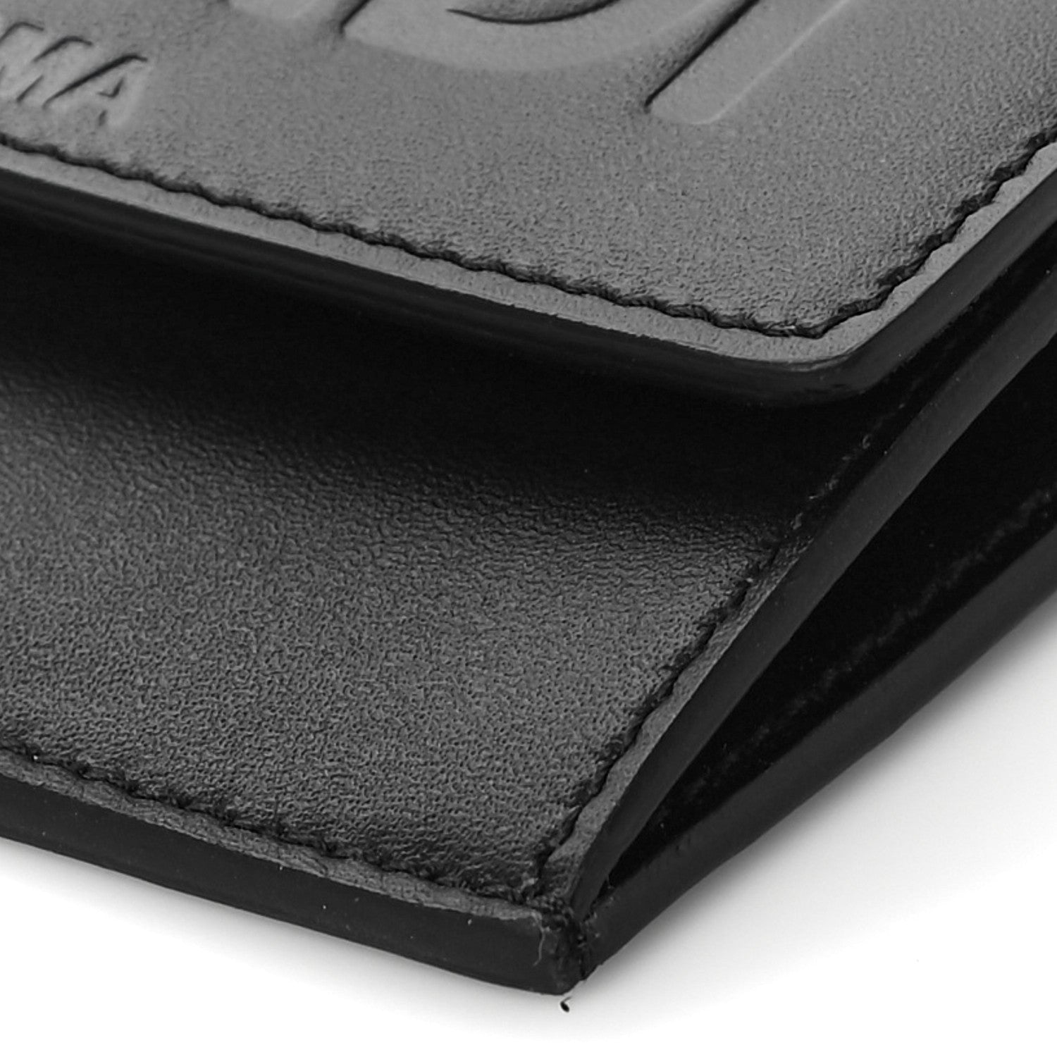 Fendi Vitello King Tamponato Logo Embossed Fold Over Card Holder Wallet Black 11 of 11