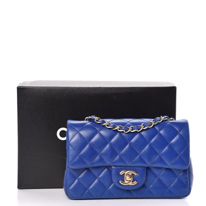 Chanel Lambskin Quilted Mini Rectangular Flap Dark Blue 14 of 14