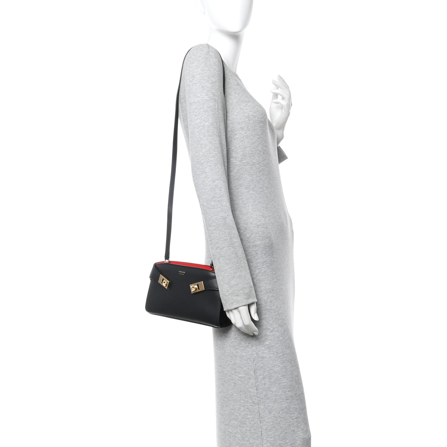 Calfskin Mini Hug Crossbody Bag Black Flame Red