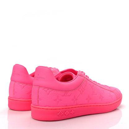 Louis Vuitton Grained Calfskin Embossed Monogram Mens Luxembourg Sneakers 6.5 Fluo Pink 4 of 8