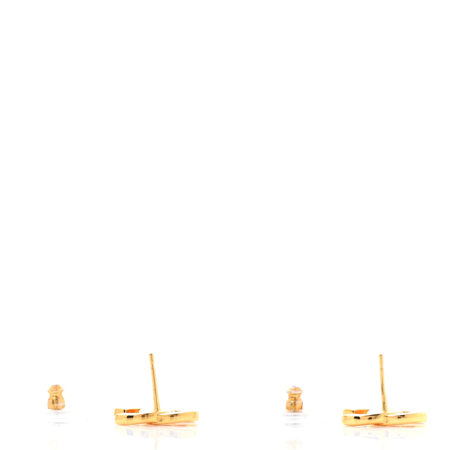 Chanel Metal CC Paris Button Stud Earrings Gold 3 of 4