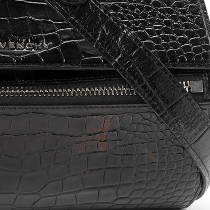 Givenchy Calfskin Crocodile Embossed Medium Pandora Box Crossbody Bag Black 8 of 10