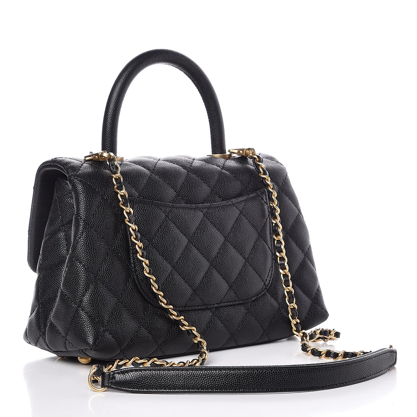 Caviar Quilted Mini Coco Handle Flap Black