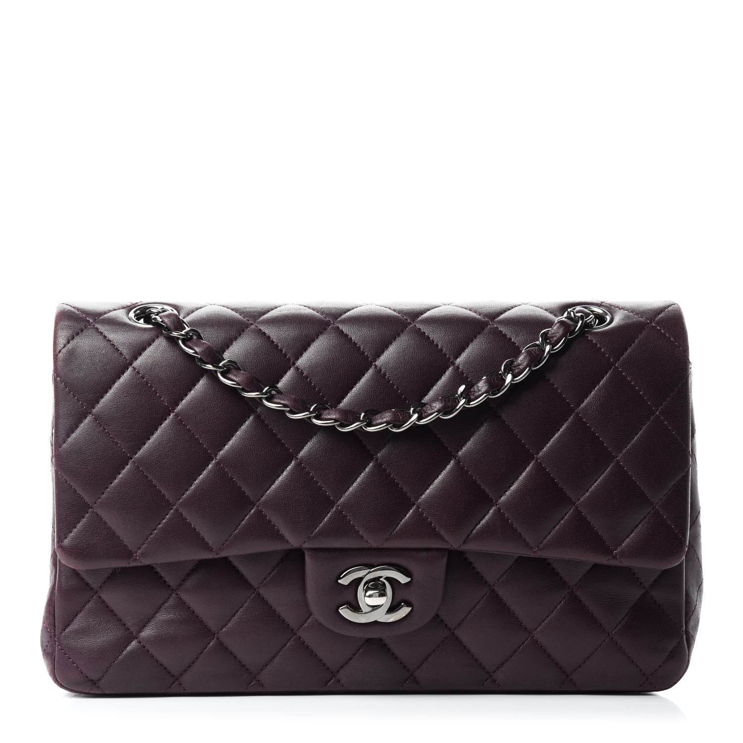 Chanel Lambskin Quilted Medium Double Flap Dark Purple 1 of 13