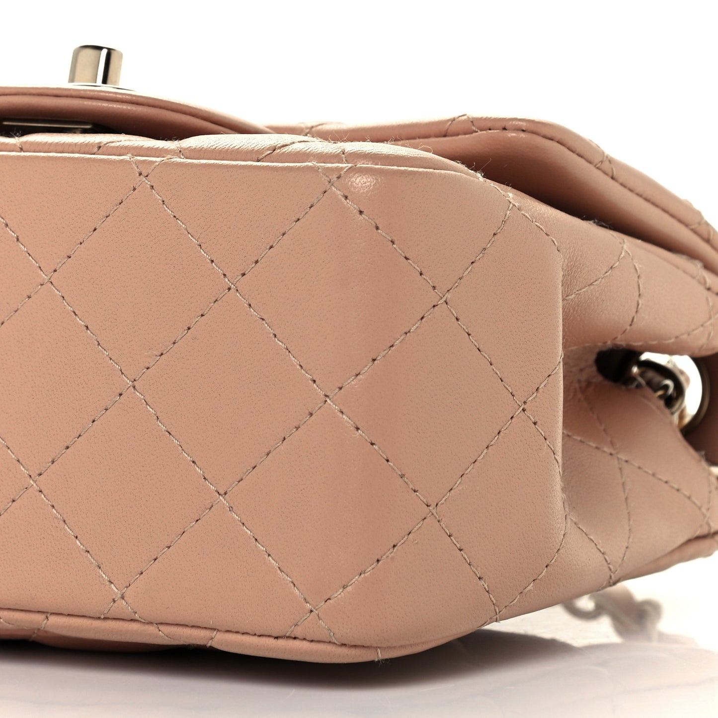 Lambskin Quilted Mini Square Flap Beige
