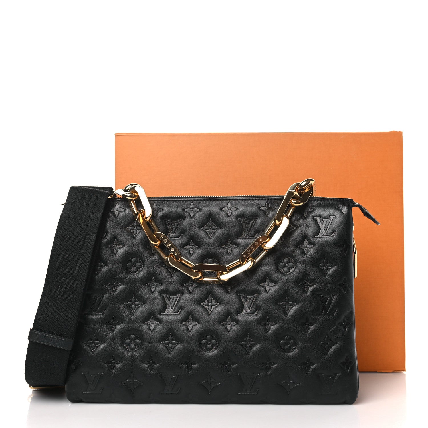 Louis Vuitton Lambskin Embossed Monogram Coussin MM Black 10 of 10