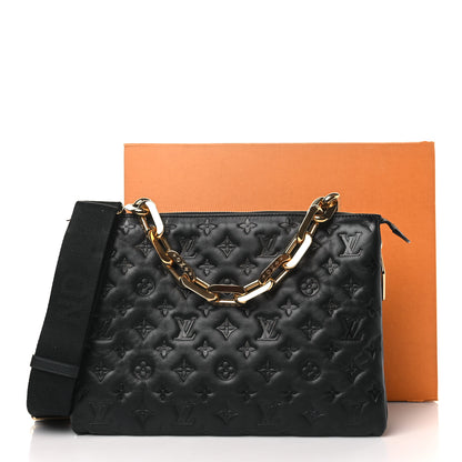 Louis Vuitton Lambskin Embossed Monogram Coussin MM Black 10 of 10