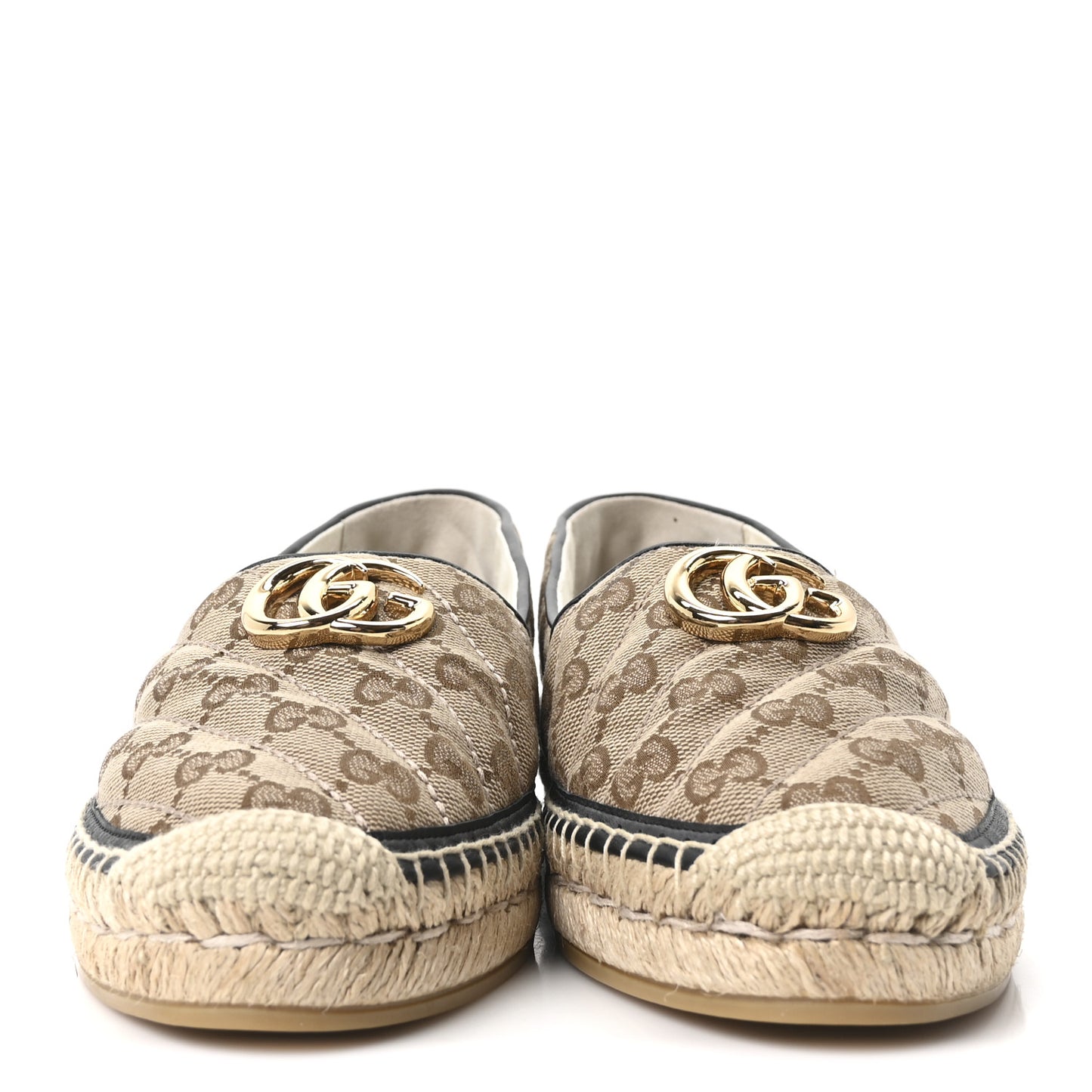 Monogram Matelasse Diagonal GG Marmont Espadrilles 39 Beige Ebony Black
