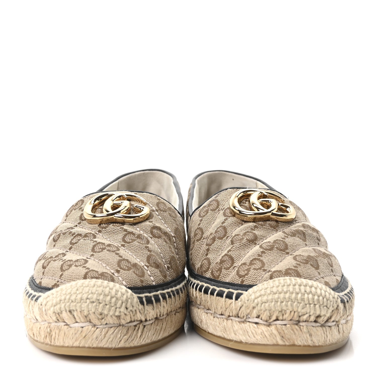 Gucci Monogram Matelasse Diagonal GG Marmont Espadrilles 39 Beige Ebony Black 3 of 11