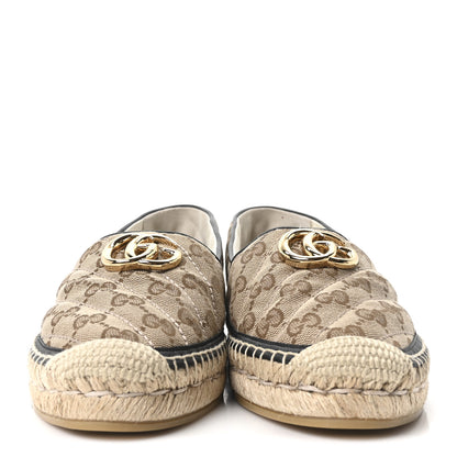Gucci Monogram Matelasse Diagonal GG Marmont Espadrilles 39 Beige Ebony Black 3 of 11