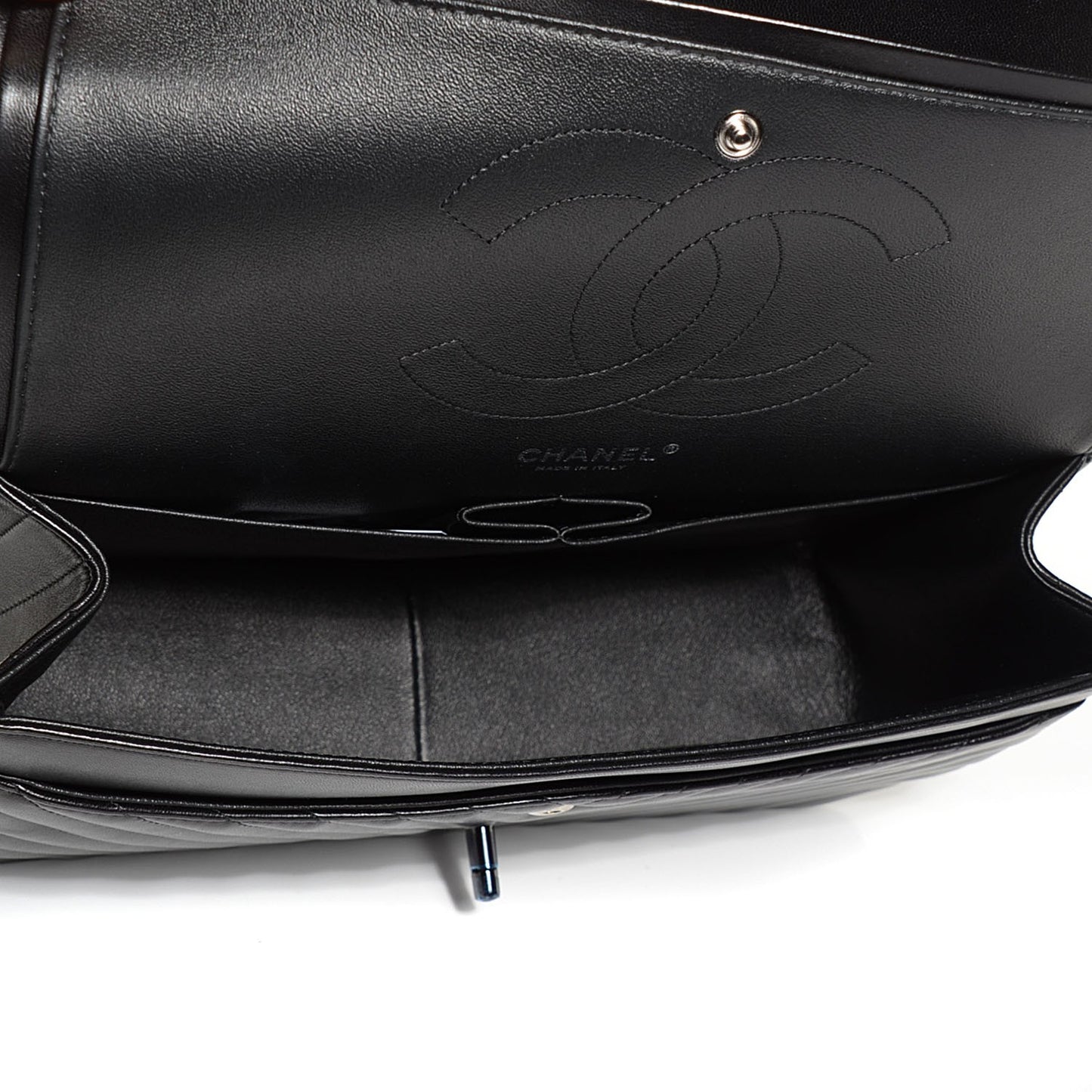 Lambskin Chevron Quilted Jumbo Double Flap So Black