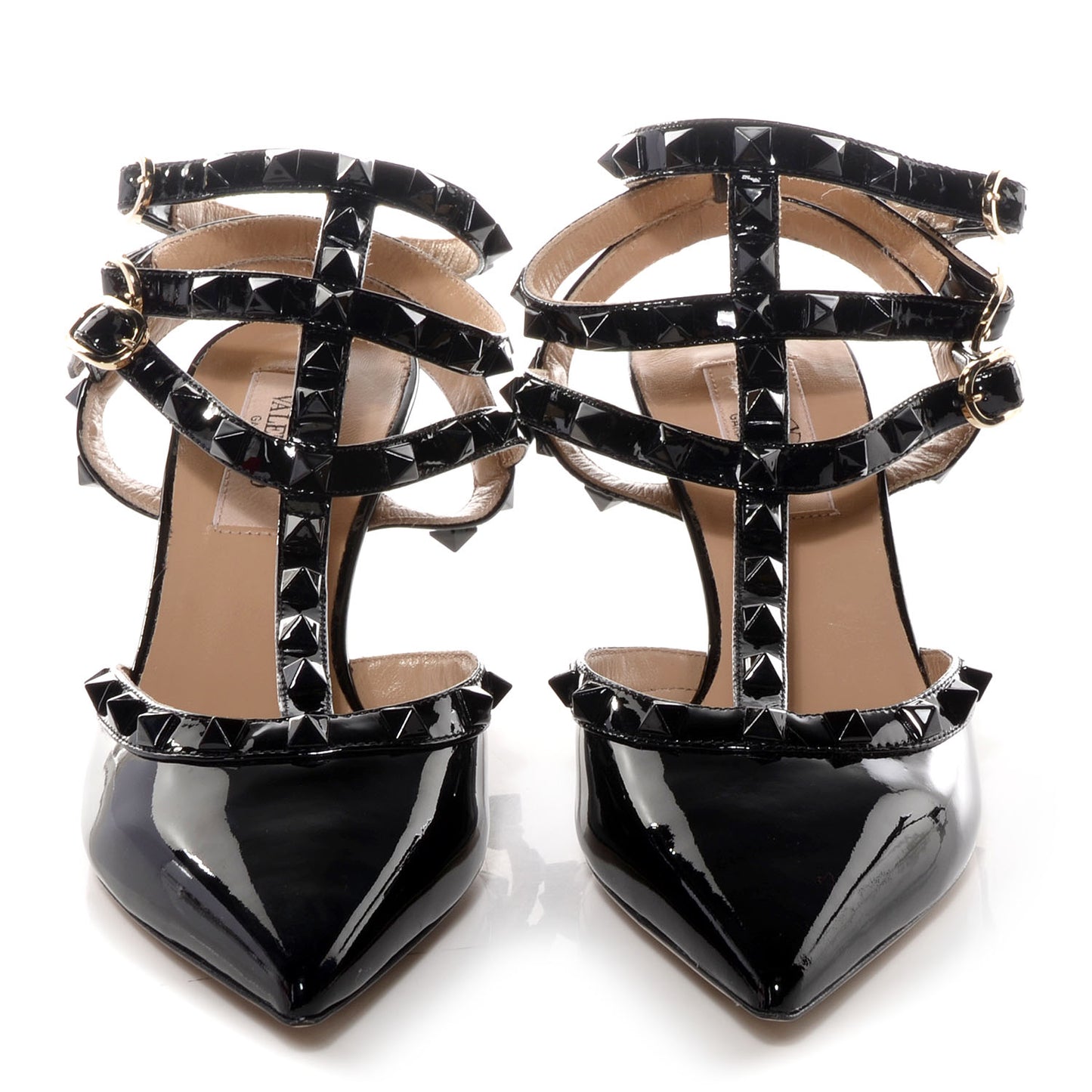 Patent Monochrome Rockstud Ankle Strap 65mm Pumps 36 Black