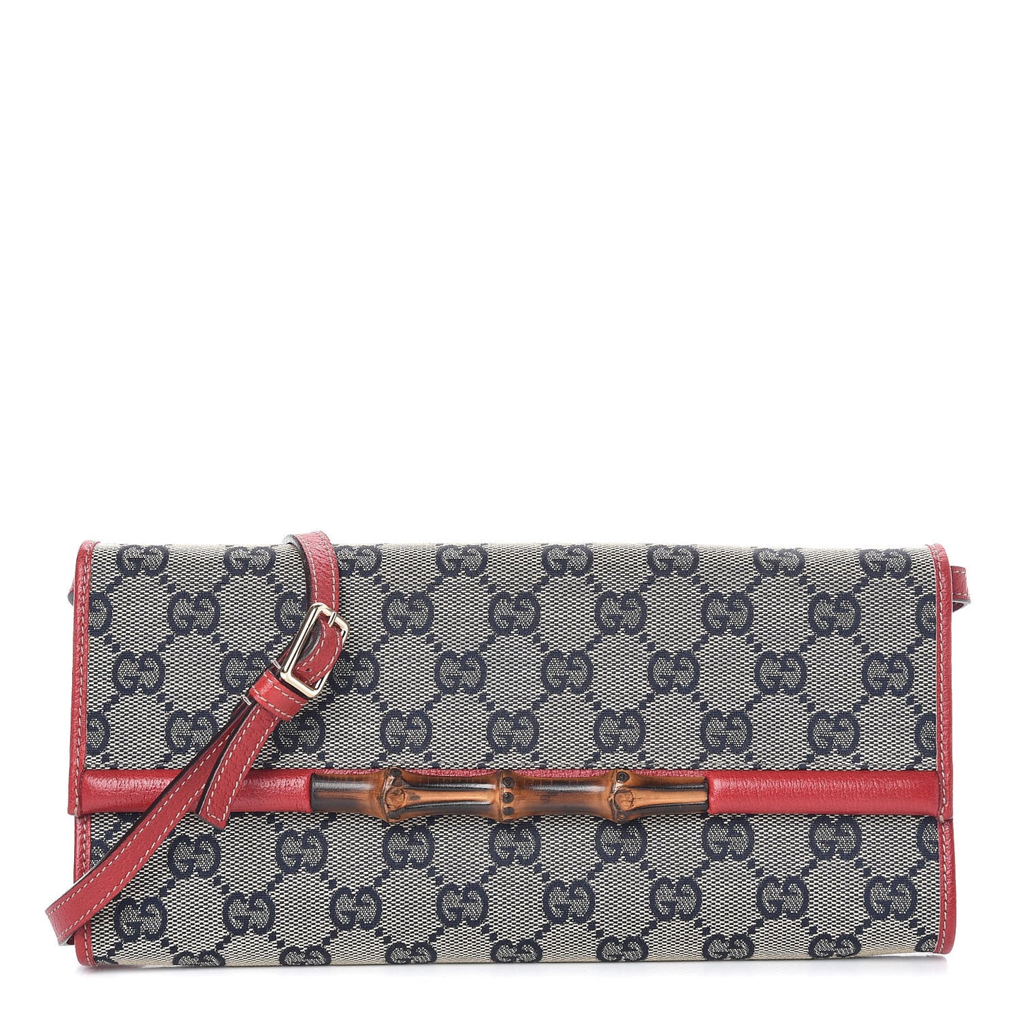 Monogram Bamboo Bar Clutch Navy Red