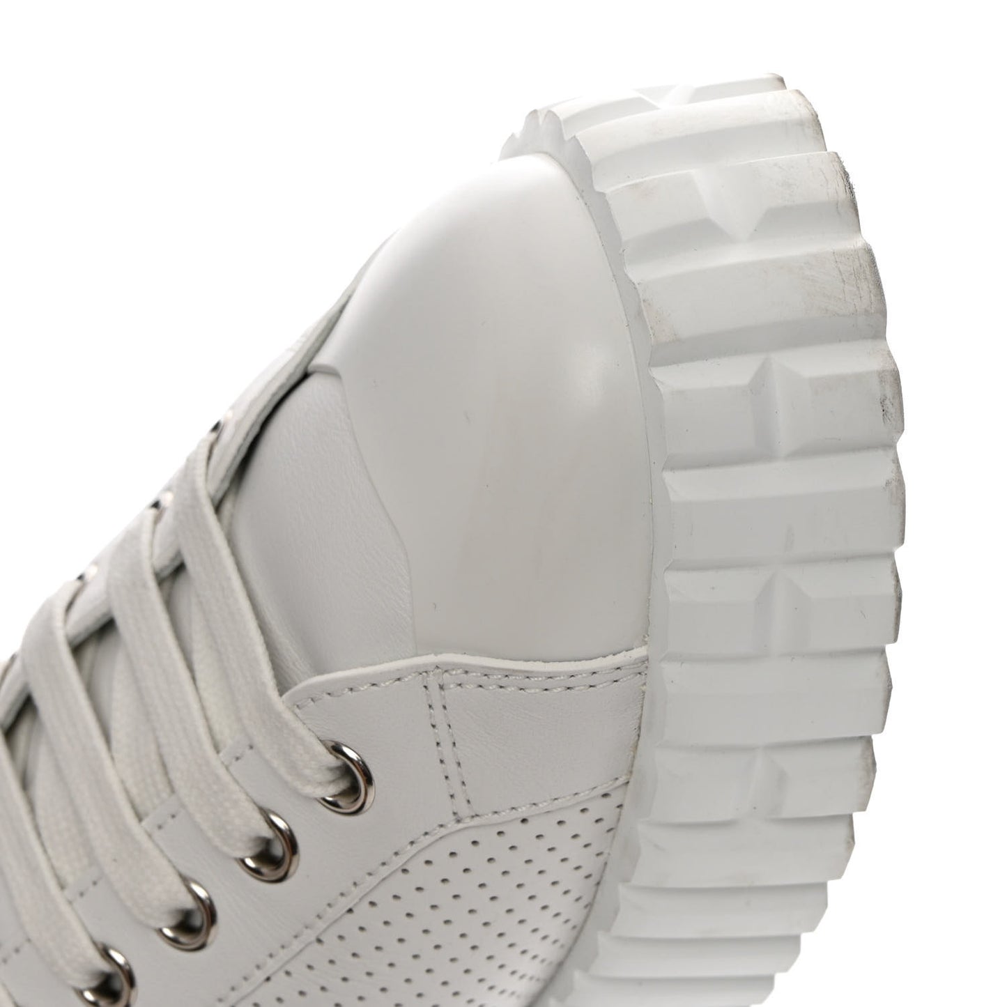 Perforated Calfskin Cross Sneakers 36 White