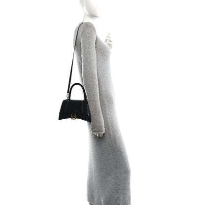 Balenciaga Shiny Box Calfskin Small Hourglass Top Handle Bag Black 2 of 11