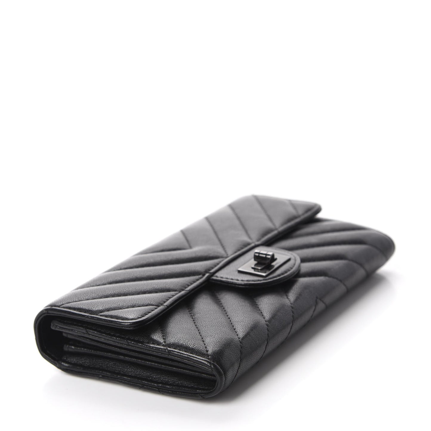 Sheepskin Chevron Quilted 2.55 Reissue Flap Wallet So Black