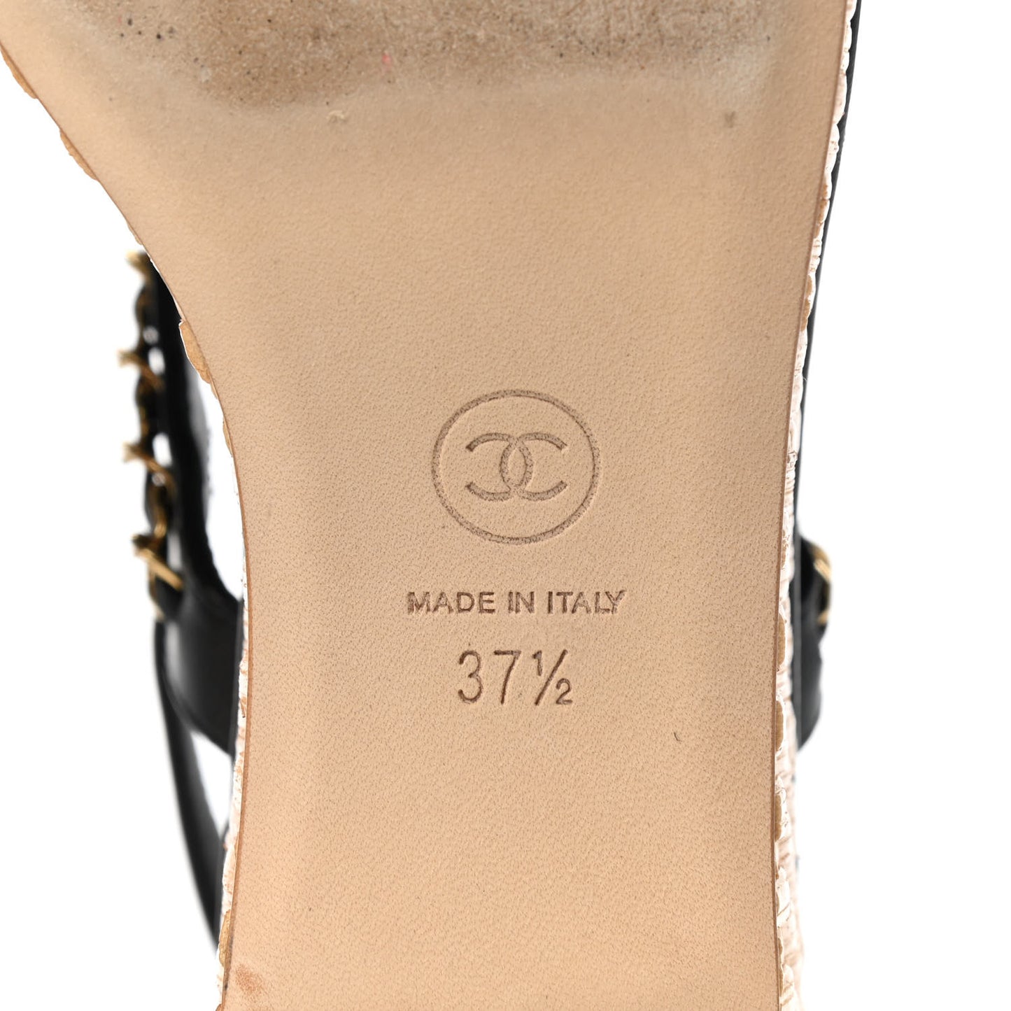 Lambskin Chain Platform Sandals 37.5 Black