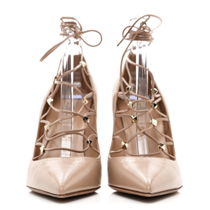 Valentino Garavani Nappa Rockstud Gladiator Lace Up Pumps 38 Poudre 2 of 9