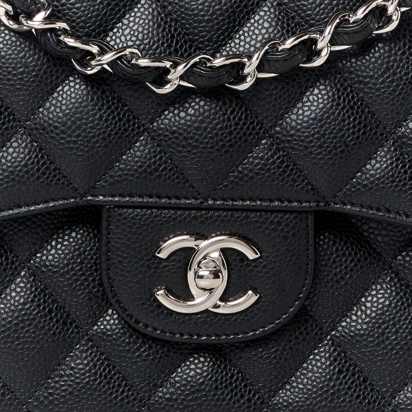 Caviar Quilted Jumbo Double Flap Black
