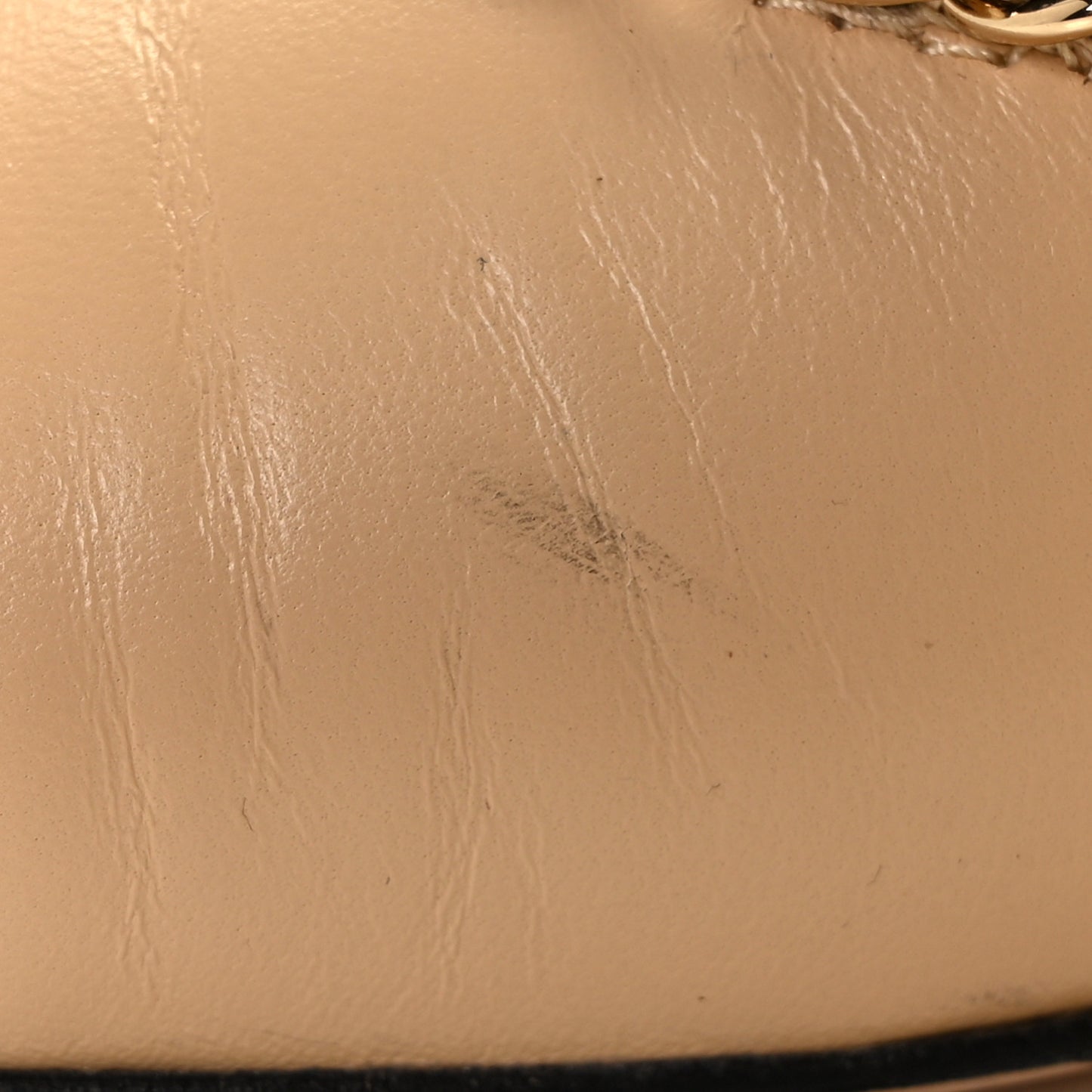 Lambskin Grosgrain Chain Cap Toe Flats 37.5 Beige Black