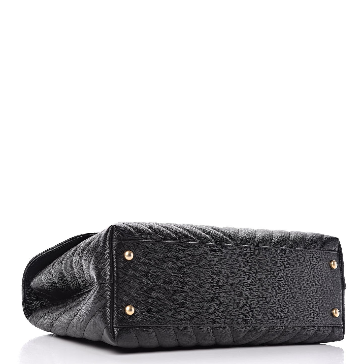 Caviar Chevron Quilted Medium Coco Handle Flap Black