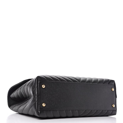 Chanel Caviar Chevron Quilted Medium Coco Handle Flap Black 5 of 11