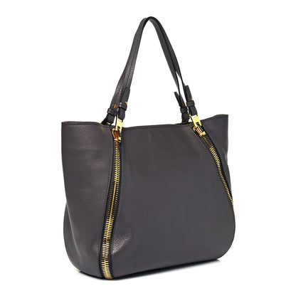 Tom Ford Grained Calfskin Sedgwick Medium Zipper Tote Graphite 3 of 8