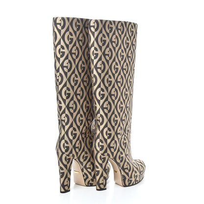 Gucci Fabric G Rhombus Print Platform Boots 37 Beige Cocoa 4 of 6