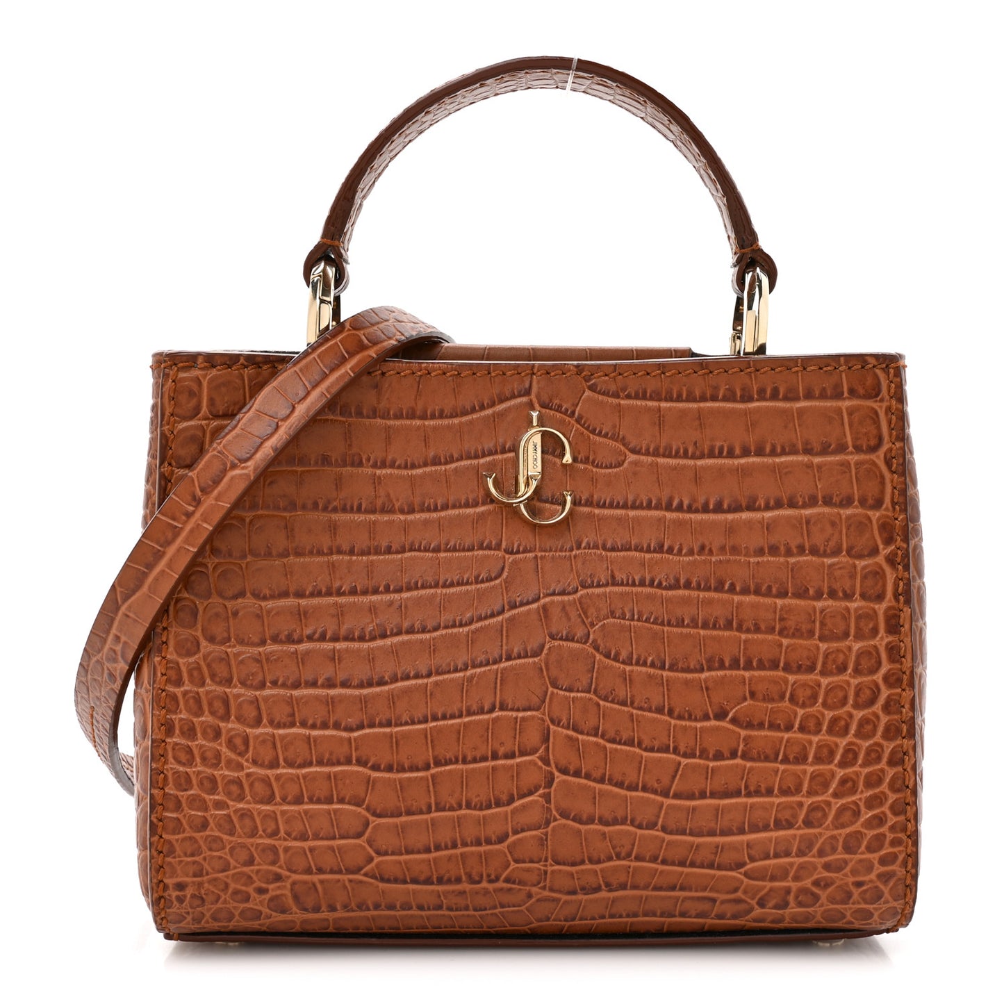 Calfskin Crocodile Embossed Mini Varenne Top Handle Dark