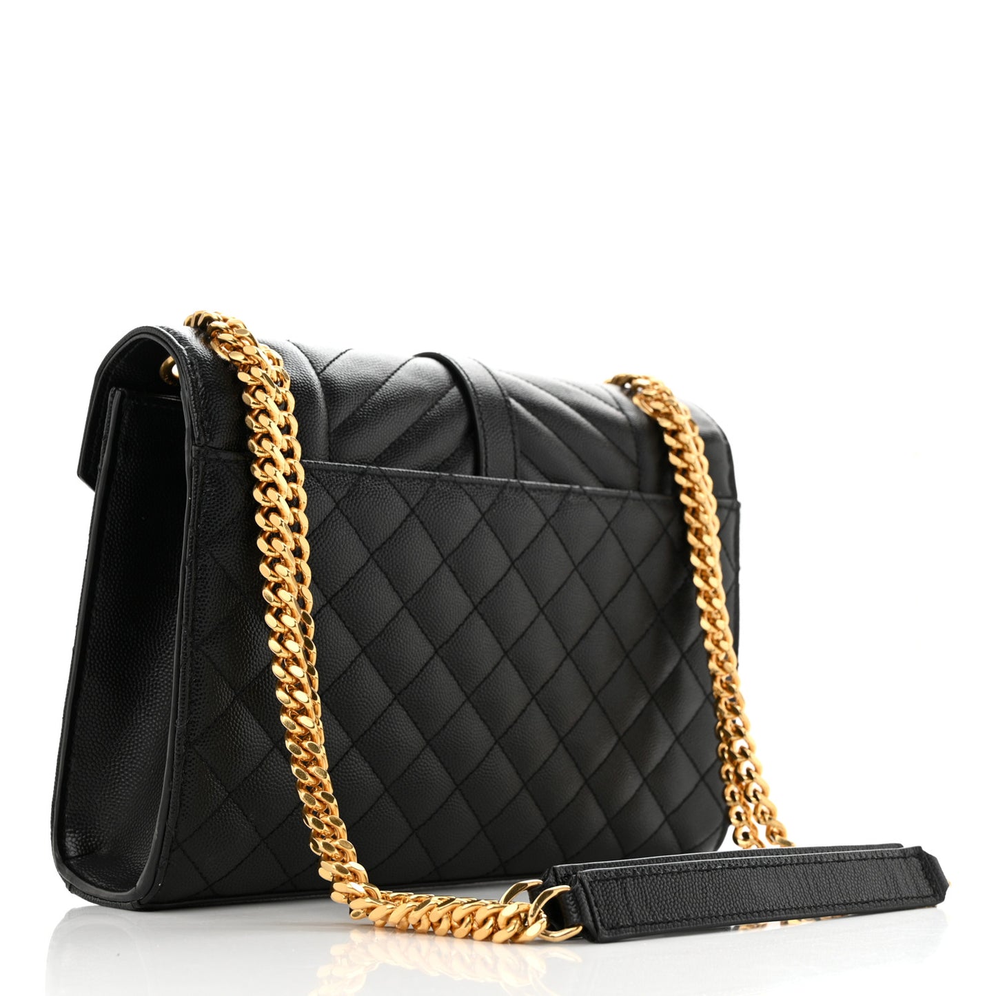 Grain De Poudre Textured Mixed Matelasse Triquilt Medium Monogram Satchel Black