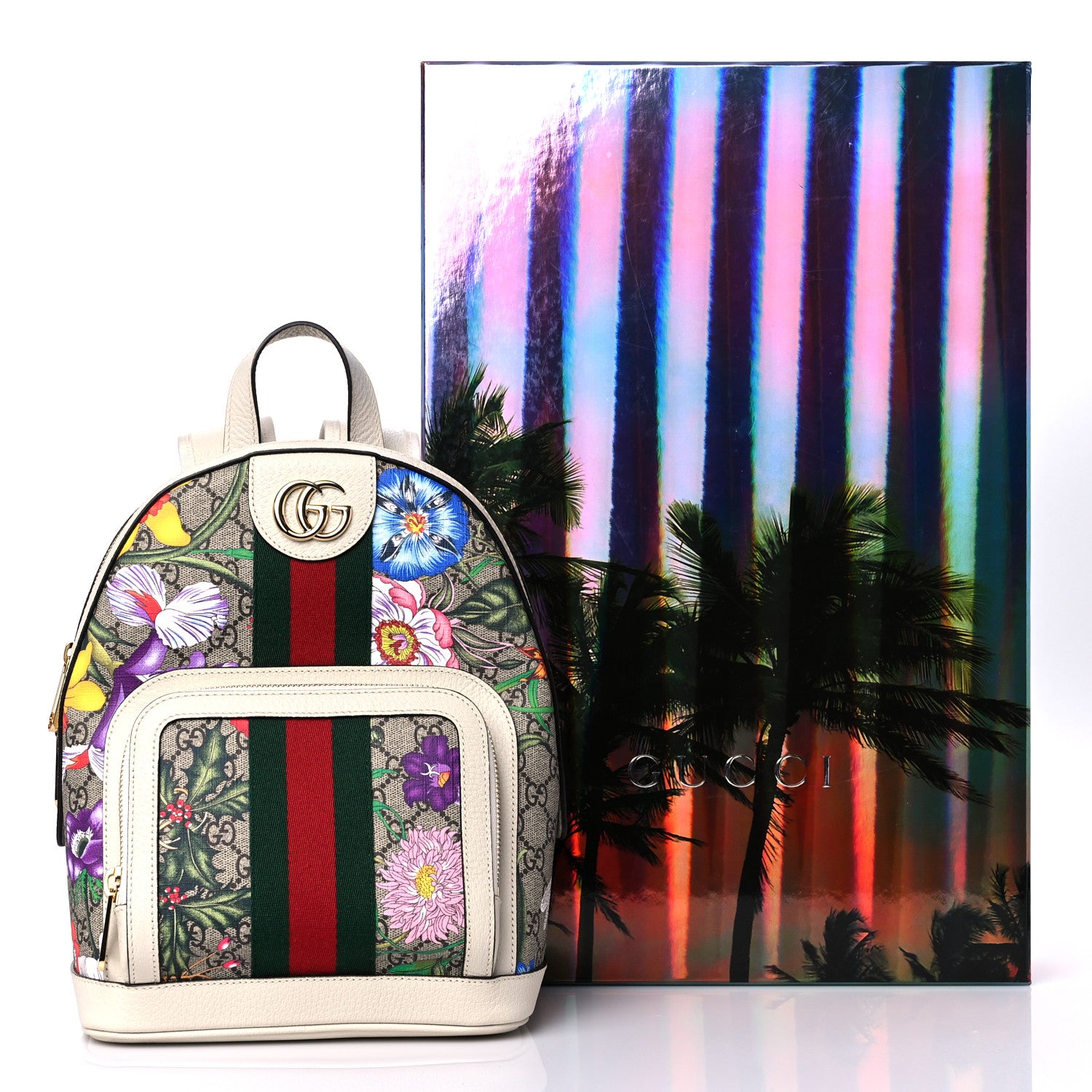 Gucci GG Supreme Monogram Flora Web Small Ophidia Day Backpack White 13 of 13