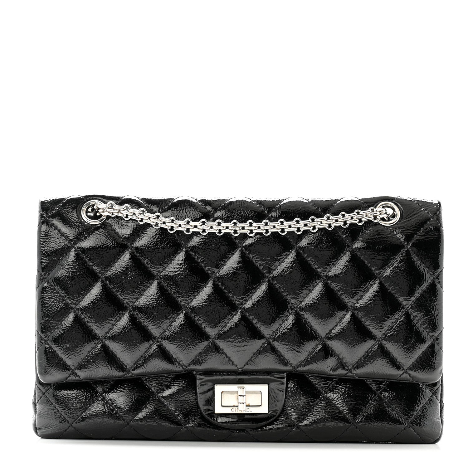 Chanel Distressed Patent Quilted 2.55 Reissue 227 Flap Black 1 of 10