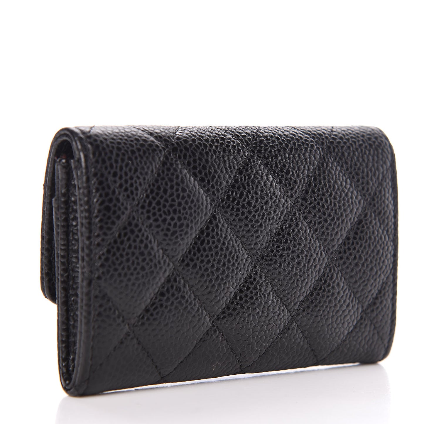 Caviar Quilted Flap Card Holder Black