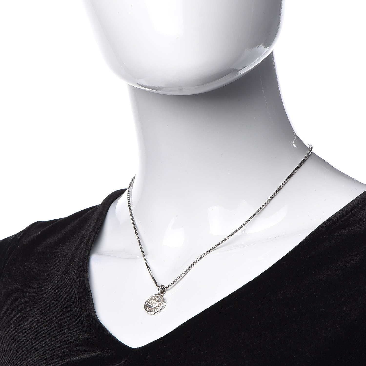 David Yurman Sterling Silver Diamond 8mm Petite Cerise Pendant Necklace 2 of 4