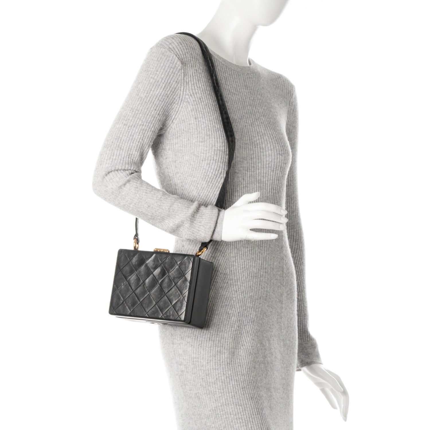 Chanel Lambskin Quilted Box Bag Black 2 of 7