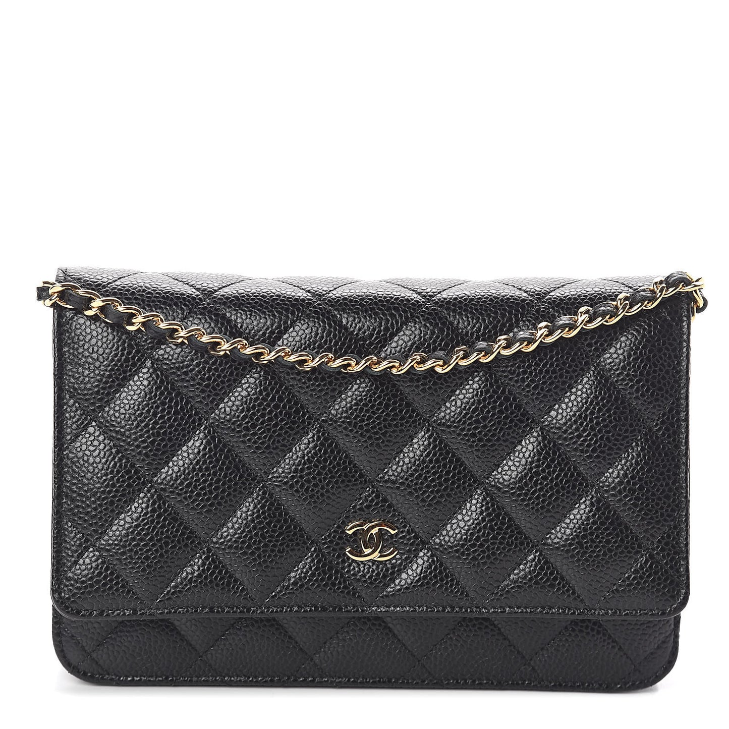 Caviar Quilted Wallet On Chain WOC Black