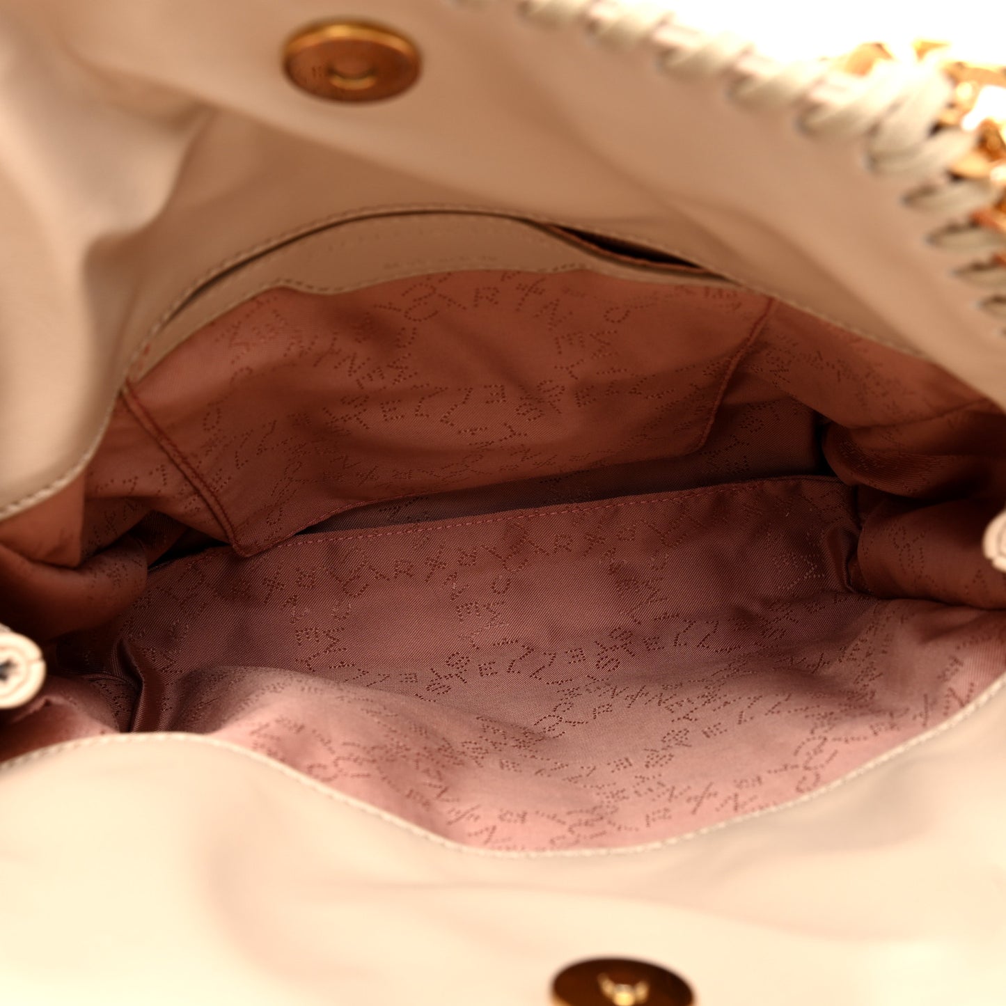 Vegan Leather Quilted Mini Falabella Tote Semolina