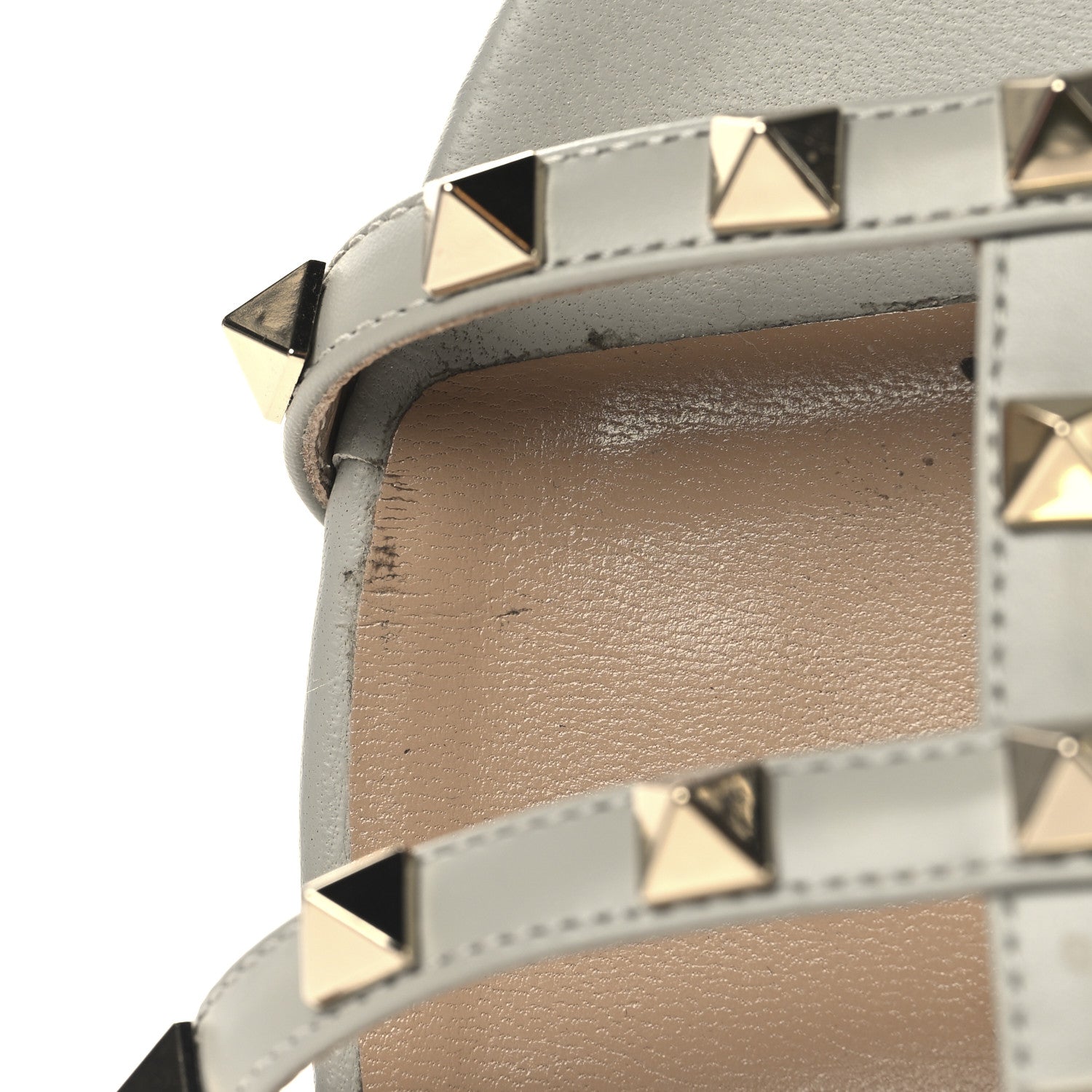 Valentino Garavani Nappa Rockstud Caged Flat Slide Sandals 38 Grey 11 of 12
