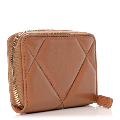 Chanel Shiny Goatskin Quilted 19 Zip Around Coin Purse Wallet Brown 2 of 8
