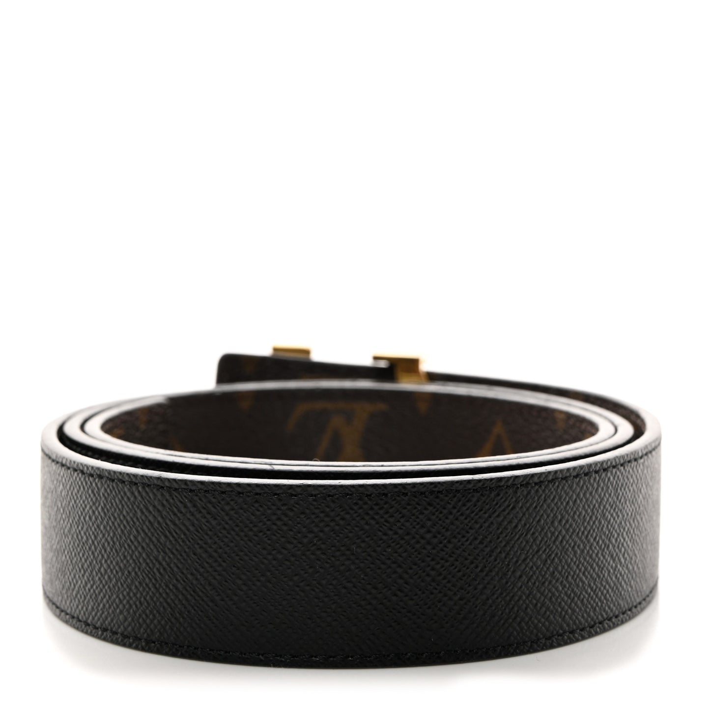 Calfskin Monogram 30mm LV Initiales Reversible Belt 85 34 Black