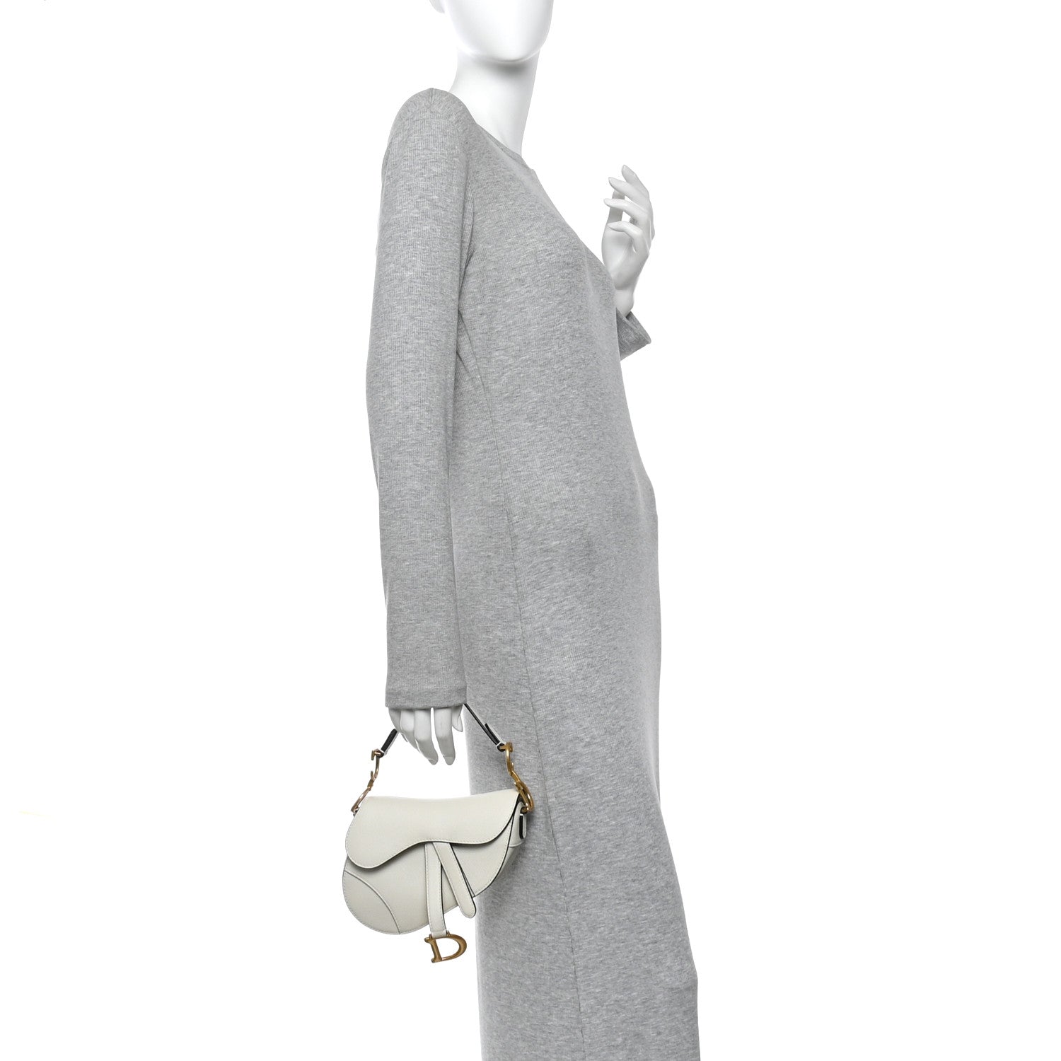 Christian Dior Grained Calfskin Mini Saddle Bag White 2 of 11