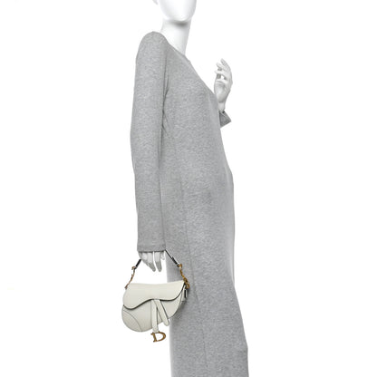 Christian Dior Grained Calfskin Mini Saddle Bag White 2 of 11