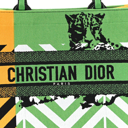 Christian Dior Canvas Embroidered Medium Jungle Pop Book Tote Green Multicolor 8 of 11
