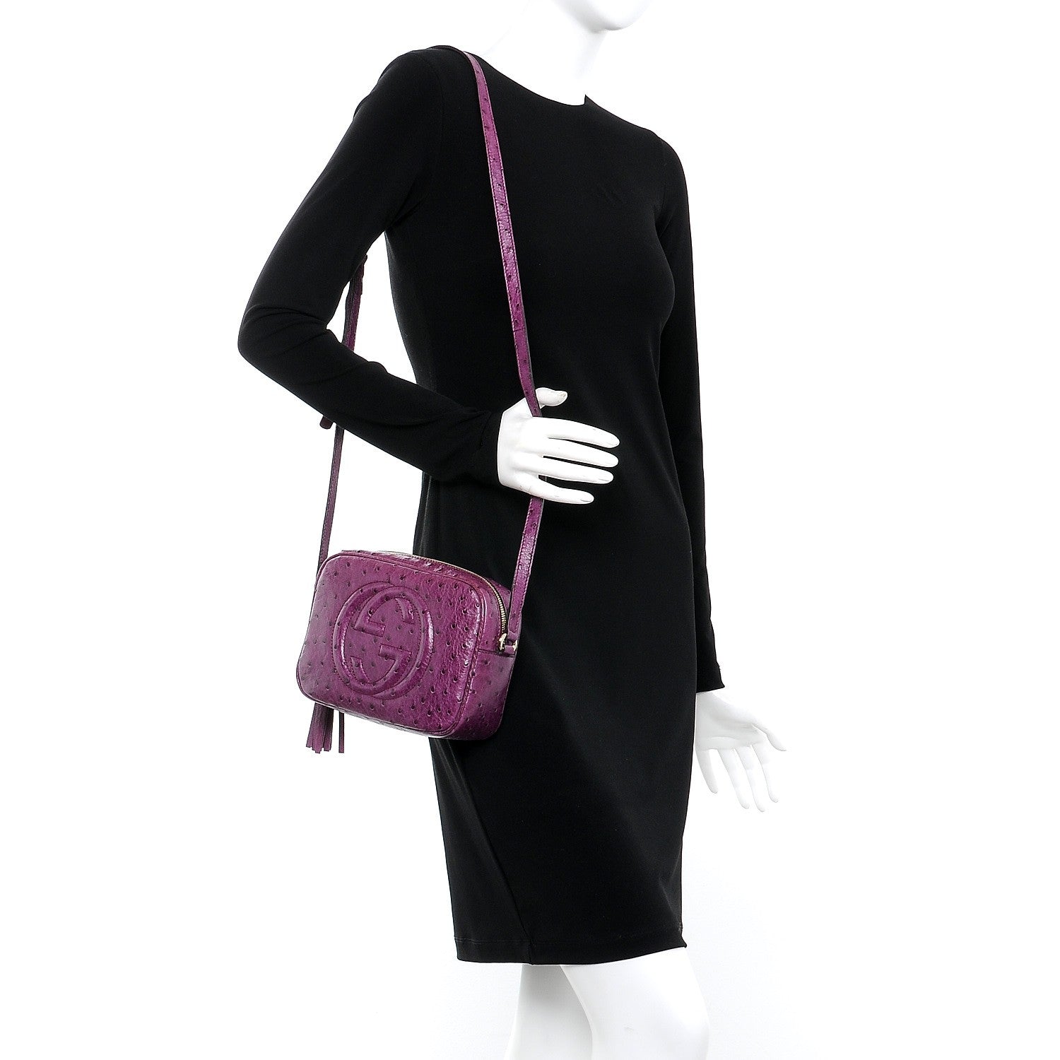 Gucci Ostrich Small Soho Disco Bag Grape Royal 2 of 9