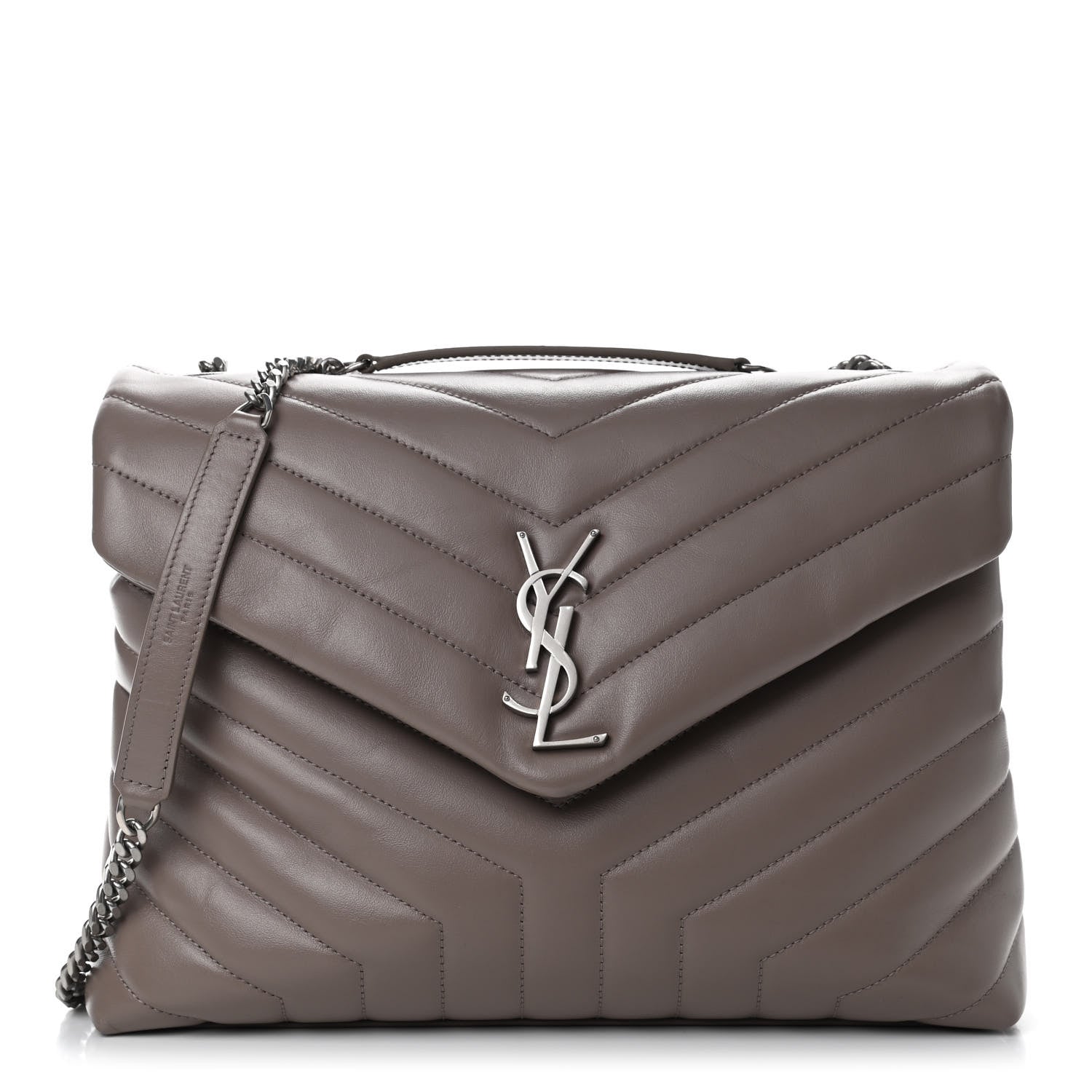 Saint Laurent Calfskin Y Quilted Monogram Medium Loulou Chain Satchel Taupe 1 of 4